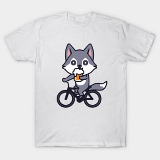 Kawaii Cute Fox On a Bike T-Shirt